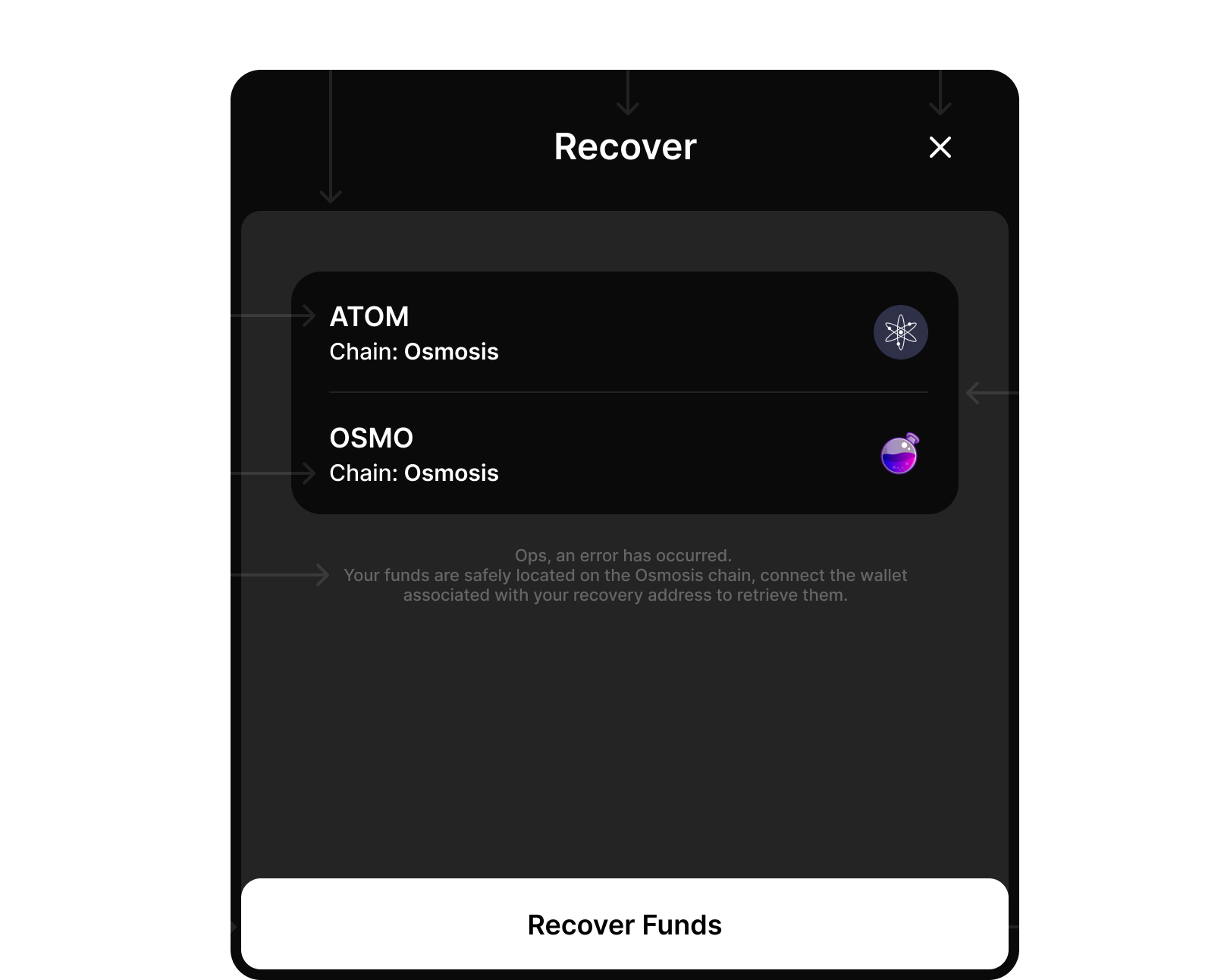 recover tokens screen Recover tokens screen image